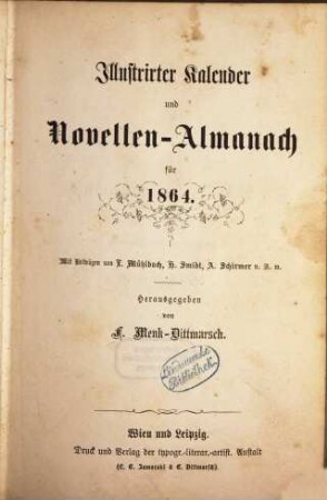 Illustrirter Novellen-Almanach, 1864