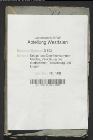Die Verbesserung der Eigentumsordnung für die Grafschaften Tecklenburg und Lingen