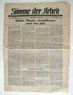 Halbmonatszeitung der Freien Gewerkschaftsbundes Hessen "Stimme der Arbeit" zur Verbesserung der Flüchtlingshilfe