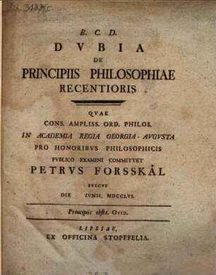 Dubia de principiis philosophiae recentioris