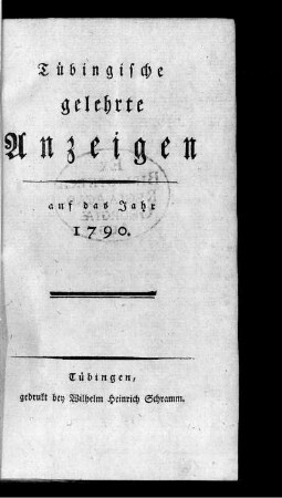1790: Tübingische gelehrte Anzeigen