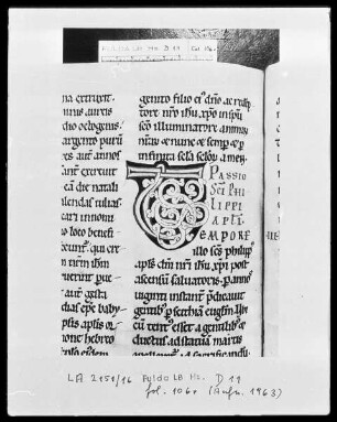 Nekrolog, Welfenchronik und Heiligenviten — Initiale T, Folio 106 verso