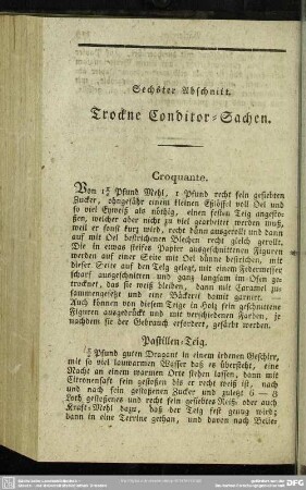 Sechster Abschnitt. Trockne Conditor-Sachen