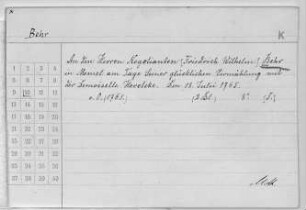 Behr, Friedrich Wilhelm - Beltzig, Margaretha von