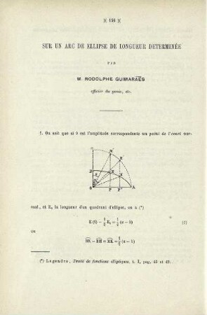 Sur un arc de ellipse de longueur determiniée.