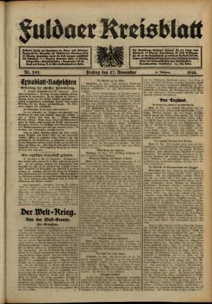 Ausgabe vom Freitag, den 27. November 1914.