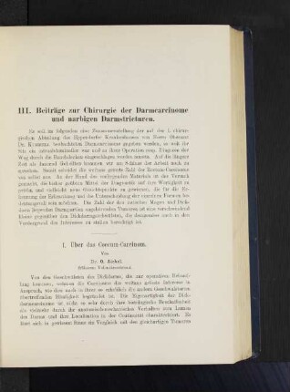 1. Über das Coecum-Carcinom.