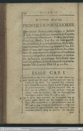 Prophetae Posteriores. Prophetae Priores nominatur a Judaeis Lib. Josuae, Judicum, Samuelis & Regum; & Posteriores Prophetae: Elias, Jeremias, Ezechiel, Hosea, Joel ...