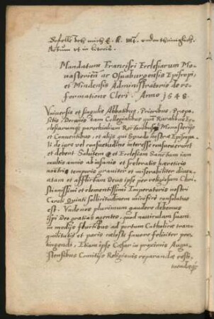 Mandatum de reformatione cleri, Meppen 1548