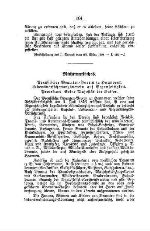 Preußischer Beamten-Verein zu Hannover, Lebensversicherungsverein auf Gegenseitigkeit. Protektor: Seine Majestät der Kaiser : [Nichtamtliches]