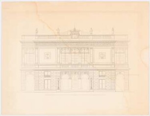 Werke der höheren Baukunst, Darmstadt 1846/47 Kunsthalle (für München geplant ?): Fassade