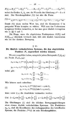 § 10. Die ähnlich veränderlichen Systeme, die den abgeleiteten Punkten Pn zugeordnet werden können.
