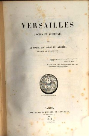 Versailles ancien et moderne