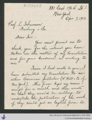 Brief vom 07.04.1913.