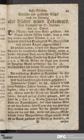 Sprüche und geistliche Rätzel nach der Ordnung aller Bücher neuen Testaments.