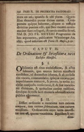 Caput II. De Ordinatione [etc.] Investitura novi Ecclesiæ Ministri.