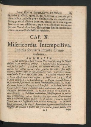 Cap. X. De Misericordia Inetmpestiva Iudicis secularis intuitu Criminalium.