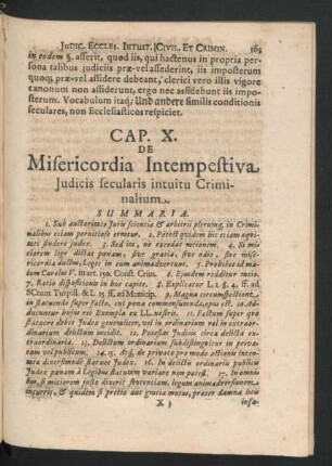 Cap. X. De Misericordia Inetmpestiva Iudicis secularis intuitu Criminalium.