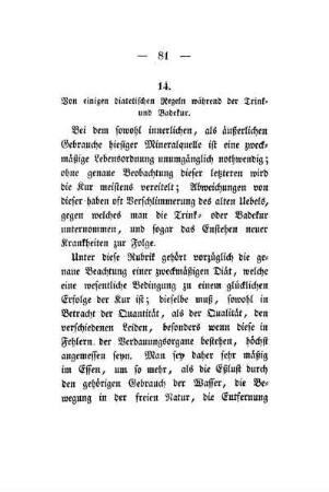 14. Von einigen diatetischen Regeln während der Trink- und Badekur.