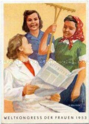 Postkarte zum Weltkongress der Frauen 1953