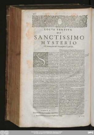 Locus Tertius, De Sanctissimo Mysterio [...].
