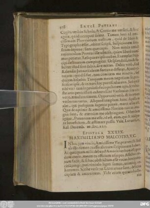 Epistola XXXIX. Maximiliano Malcotio, V. C.