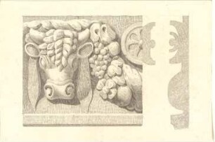 Gärtner, Friedrich von; Tivoli (Latium, Italien); Vesta-Tempel, Vermessung - Fries (Detail, Schnitt)