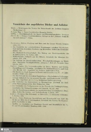 Verzeichnis der angeführten Bücher und Aufsätze
