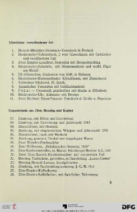 Gegenstände aus Zinn, Messing und Kupfer (Nr. 12-51)