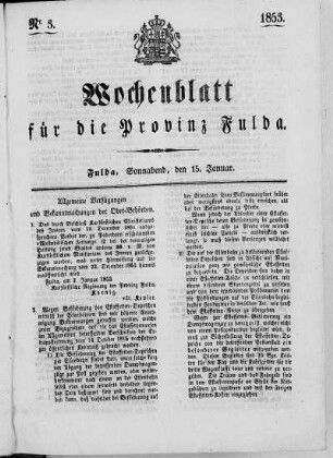 Nr. 3, Ausgabe vom 15. Januar 1853