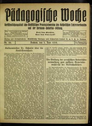 ¬Die¬ Stellung der preußischen Unterrichtsverwaltung zum passiven Gemeindewahlrecht der Volksschullehrer