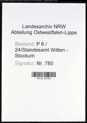 Sterberegister Standesamt Witten-Stockum