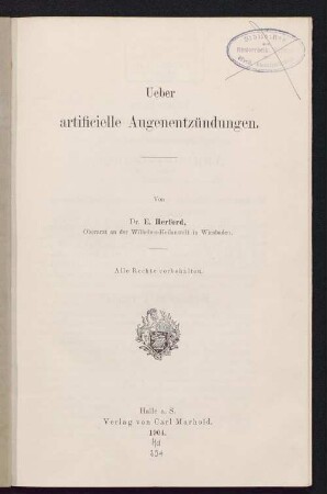 Ueber artificielle Augenentzündungen