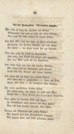 An die Franzosen. (December 1840.)