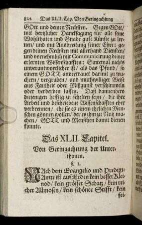 Das XLII. Capitel. Von Geringachtung der Unterthanen. - XLIII. Von Geringachtung der Obrigkeit.