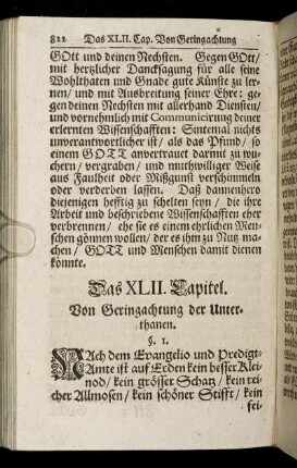 Das XLII. Capitel. Von Geringachtung der Unterthanen. - XLIII. Von Geringachtung der Obrigkeit.