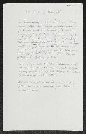 Brief von Gerhart Hauptmann an Hans Gerhard Creutzfeldt