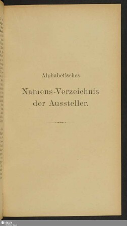 Alphabetisches Namens-Verzeichnis der Aussteller