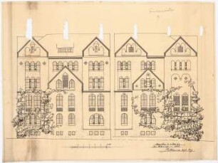 Paulus-Kirche und Pfarrhaus, Friedenshütte: Pfarrhaus (?), Fassade 1:50