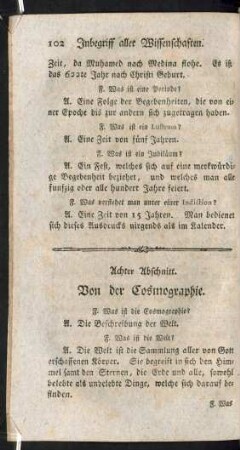 Achter Abschnitt. Von der Cosmographie