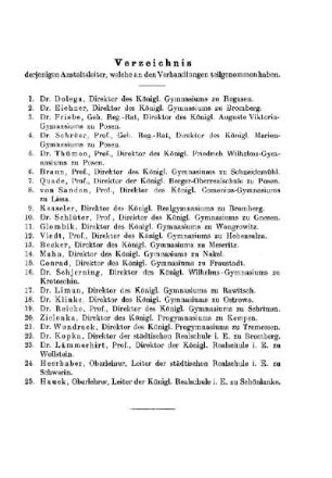 Verzeichnis der Teilnehmer