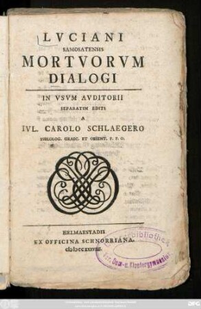 Lvciani Samosatensis Mortvorvm Dialogi