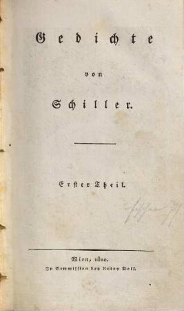 Friedrich Schillers sämmtliche Werke, 9. Gedichte ; 1