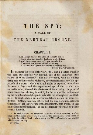 The spy : a tale of the neutral ground ; [in one volume]