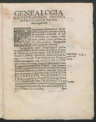 Genealogia Illustrissimae Domus Marchionum Brandenburgensium.