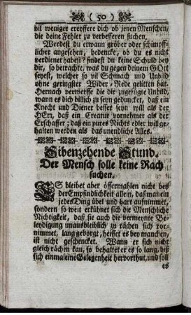 Sibenzehende Stund. Der Mensch soll keine Rach suchen