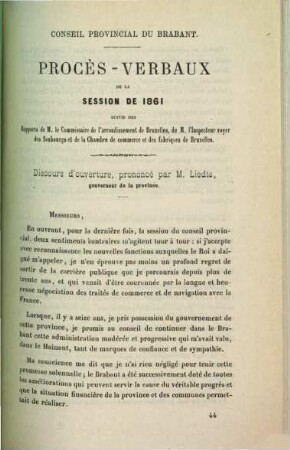 Procès verbaux de la session. 1861