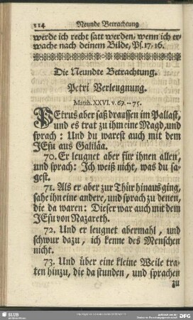 Die Neundte Betrachtung. Petri Verleugnung