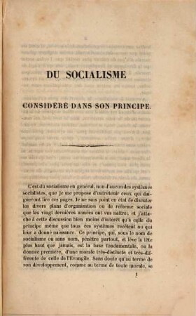 Du socialisme considéré dans son principe