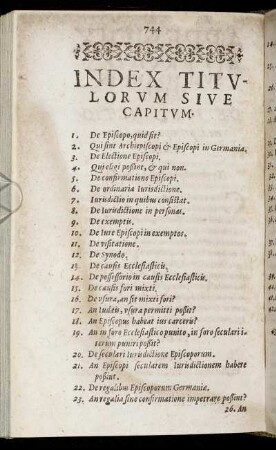 Index Titulorum sive Capitum.